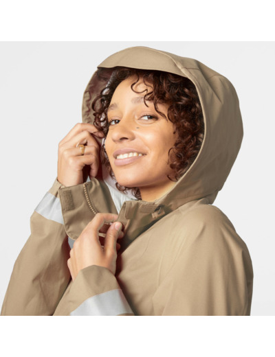 Veste pluie velo ville visibilite nuit 540 femme beige