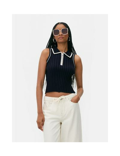 Polo sans manches à finitions contrastées