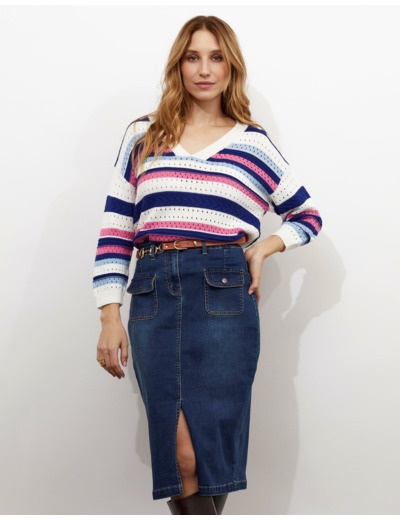 Pull fin rayé MULTICOLORE Femme