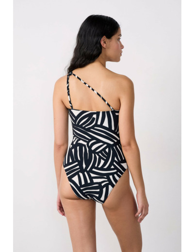 Maillot de bain 1 pièce asymétrique imprimé