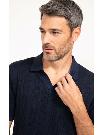 Pull col polo manches courtes Ajoure