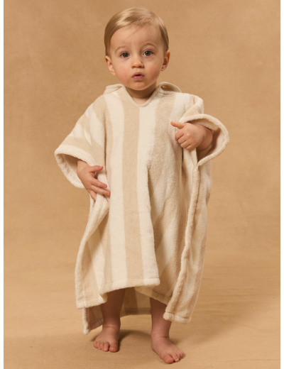 Poncho de bain rayée à capuche