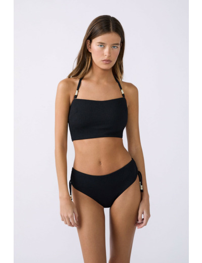 Bandeau haut de maillot à nouer détails perles,Bandeau haut de maillot à nouer détails perles;${refinementColor}