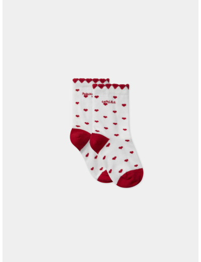 Chaussettes écrues jacquard coeur