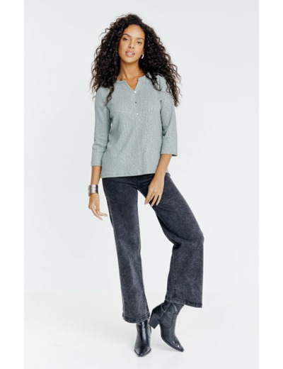 Tee-shirt jacquard manches 3/4