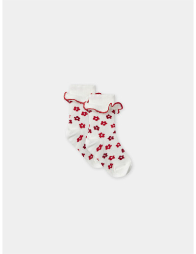 Chaussettes écrues imprimé fleuri Bébé Fille