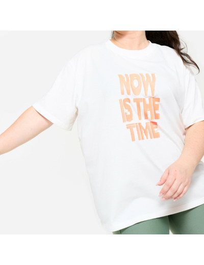 T-shirt oversize femme, blanc coton