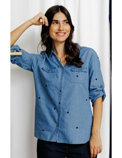 Chemise brodée coeurs