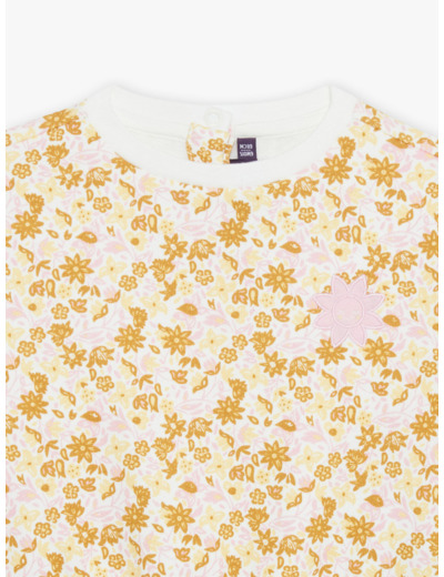 Haut de jogging écru à fleurs