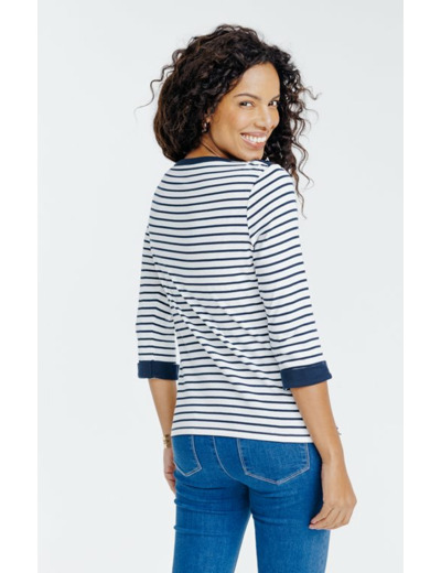Tee-shirt rayé manches 3/4