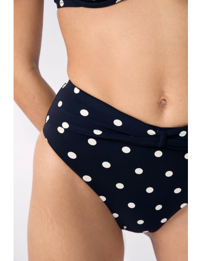 Culotte bikini taille haute à pois