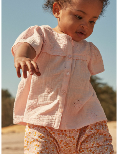 Blouse nude en double gaze de coton