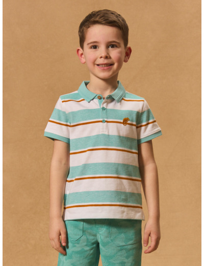 Polo Rayé Turquoise