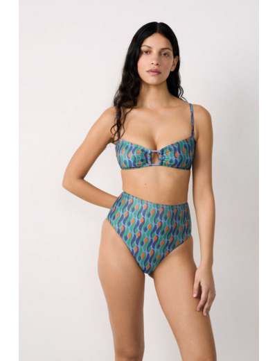 Culotte bikini taille haute bas de maillot pailleté