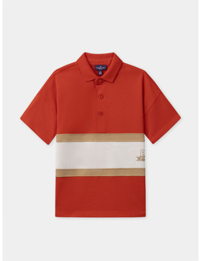 Polo rouge et blanc à rayures marron Garçon