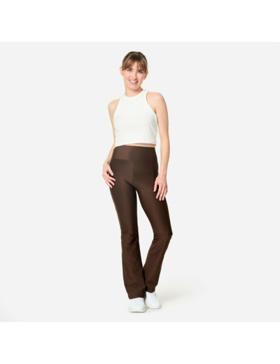 Legging de fitness bas droit femme, marron