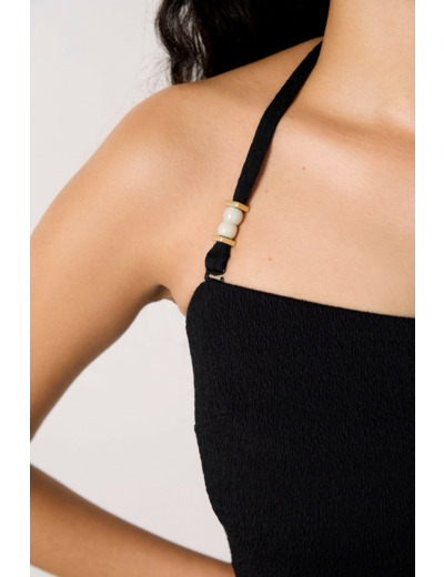 Bandeau haut de maillot à nouer détails perles