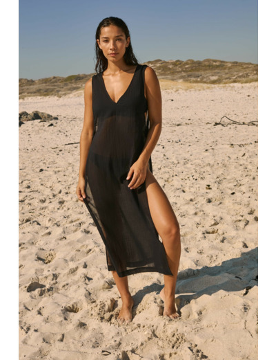 Robe longue en coton avec détail bijou,Robe longue en coton avec détail bijou;${refinementColor}