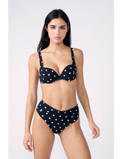 Culotte bikini taille haute à pois