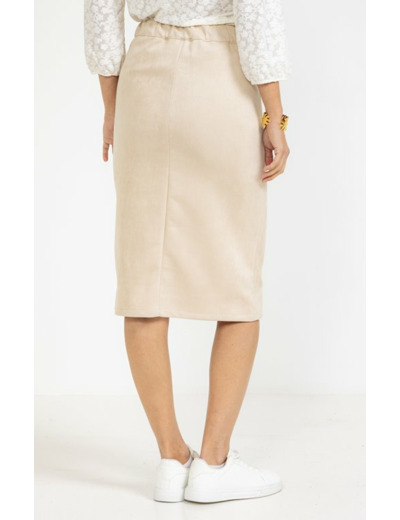 Jupe midi en scuba daim