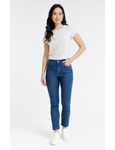 Pantacourt en denim détails fantaisies