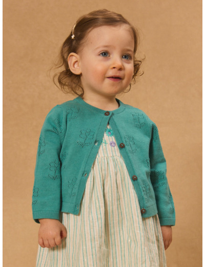 Cardigan ajouré fleurs