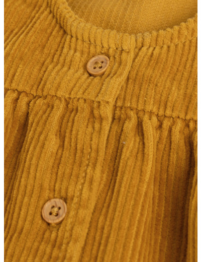 Robe moutarde sans manches velours côtelé pour fille