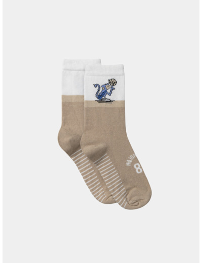Chaussettes bicolore jacquard singe
