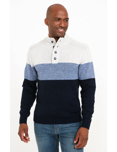 Pull Col Montant Rayé