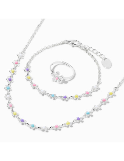 Parure de bijoux marguerite couleur argentée Claire's Club - Lot de 3