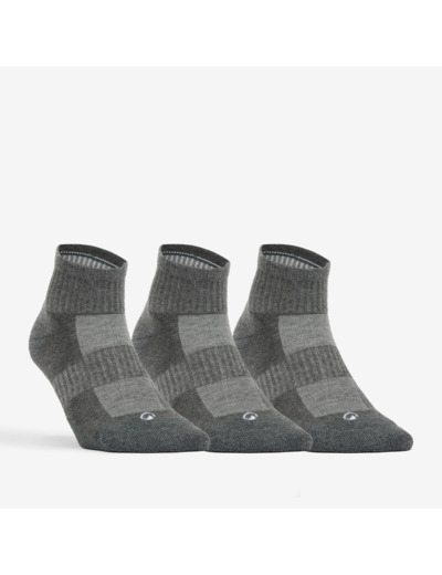 CHAUSSETTES DE TENNIS MI-HAUTES DECATHLON RS 500 GRIS LOT DE 3
