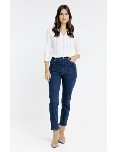 Pantacourt denim avec strass bleu