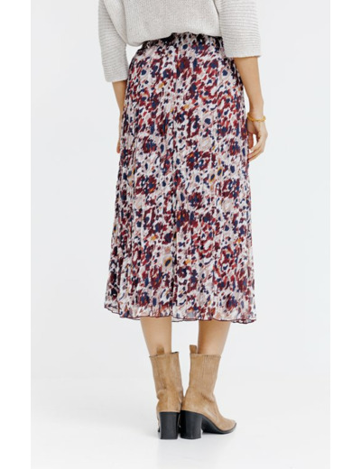 Jupe longue froissée imprimée et doublée