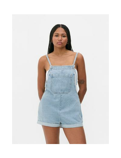 Combi-short en jean avec poche sur le devant