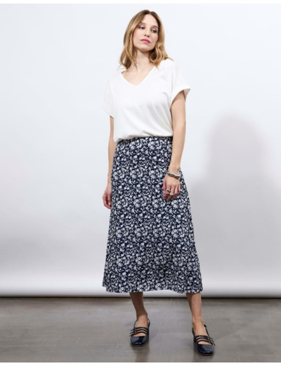 Jupe longue imprimé à fleurs MARINE