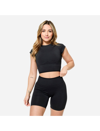 Short seamless de musculation femme, noir