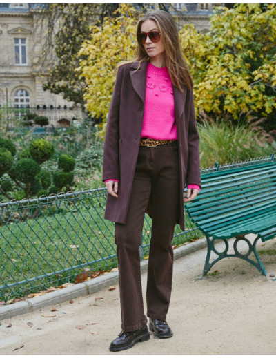 Manteau uni MARRON Femme