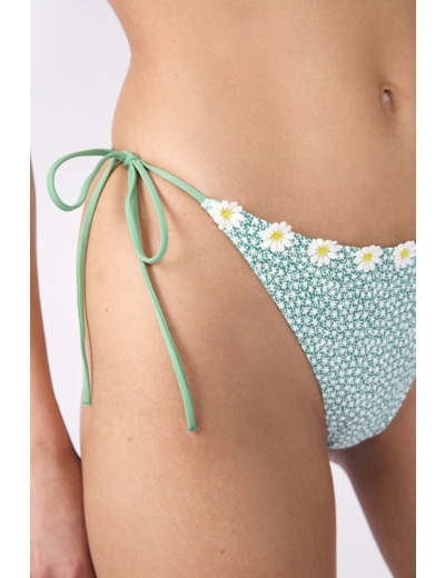 Culotte bikini ficelle bas de maillot à nouer fleuri