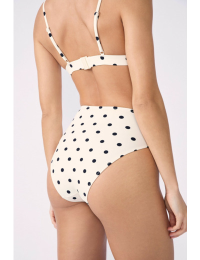 Culotte bikini taille haute à pois