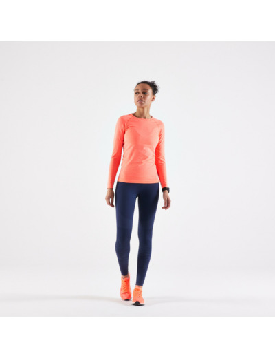 COLLANT RUNNING SANS COUTURES FEMME - KIPRUN CARE BLEU FONCE