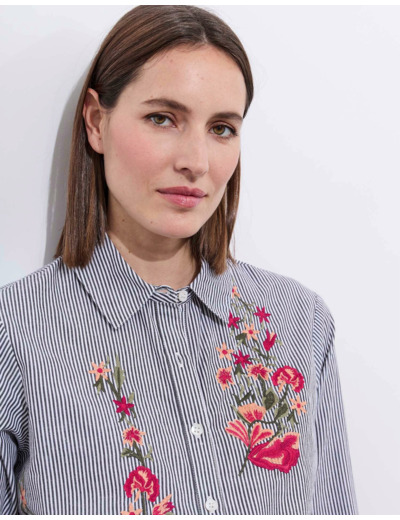 Chemisier manches longues rayé NOIR Femme