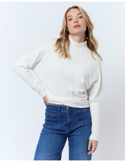 Pull fin en mélange laine uni ECRU Femme
