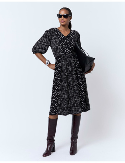 Robe midi imprimée NOIR