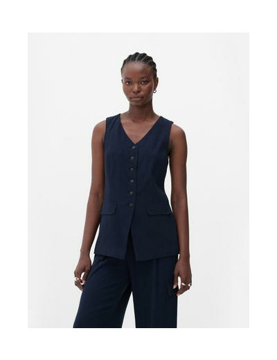 Gilet de costume long en lin