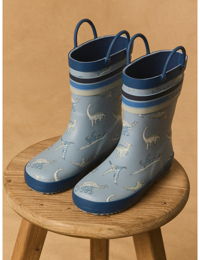 Bottes de pluie bleue imprimé dinosaures