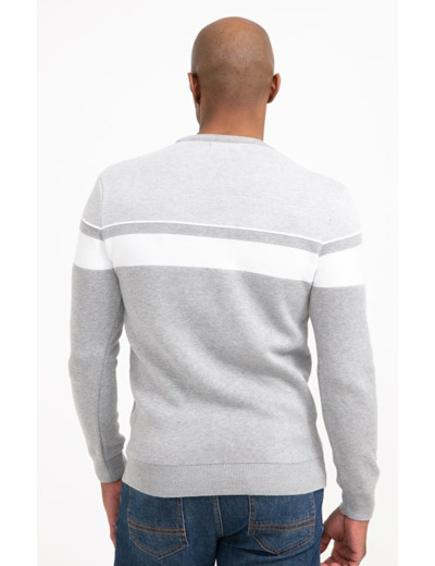 Pull col rond rayé Grisy