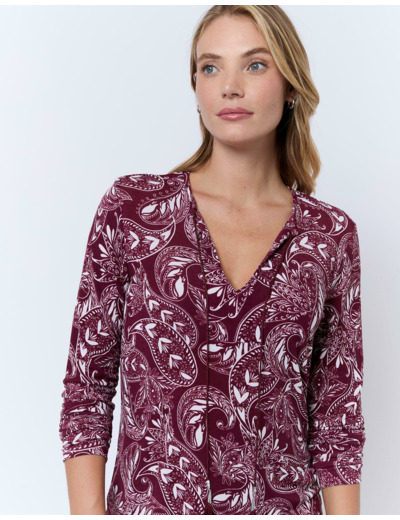Top manches longues imprimé ROUGE Femme