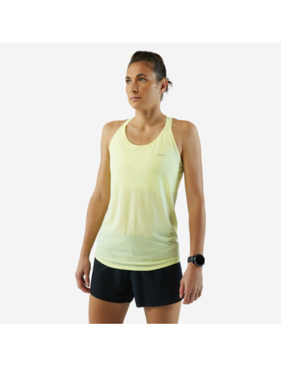 Débardeur running sans couture femme - kiprun run 500 confort jaune