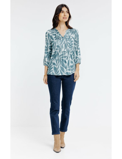 Chemise col mao avec plis