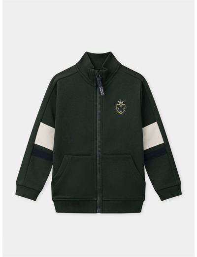 Sweat zippé vert foncé Garçon